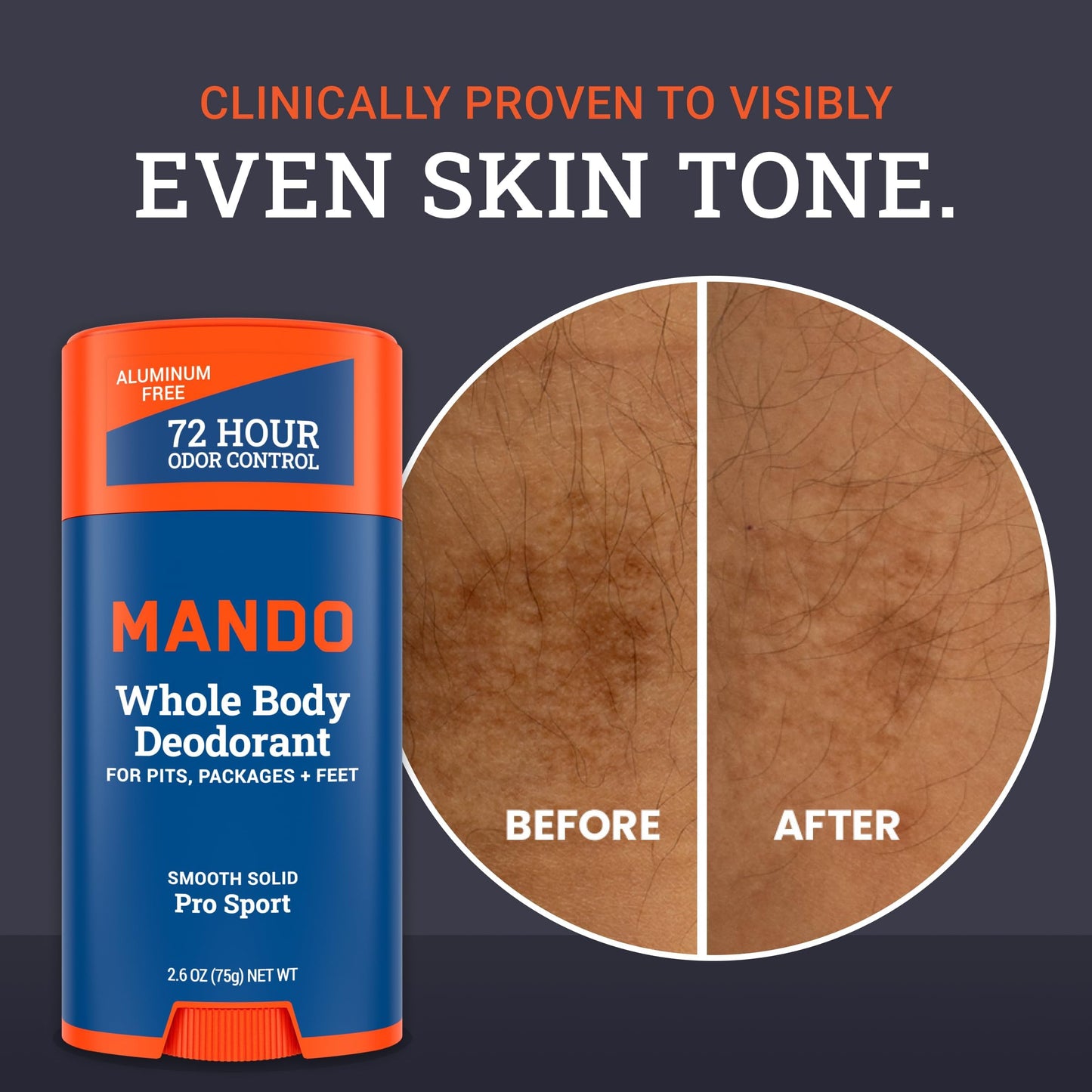 Mando Whole Body Deodorant For Men - 2-Pack Smooth Solid Stick and Acidified Cleansing Bar - Pro Sport Scent - Aluminum Free, Baking Soda Free, Skin Safe - Removes Odor Better than Soap - Moisturizing