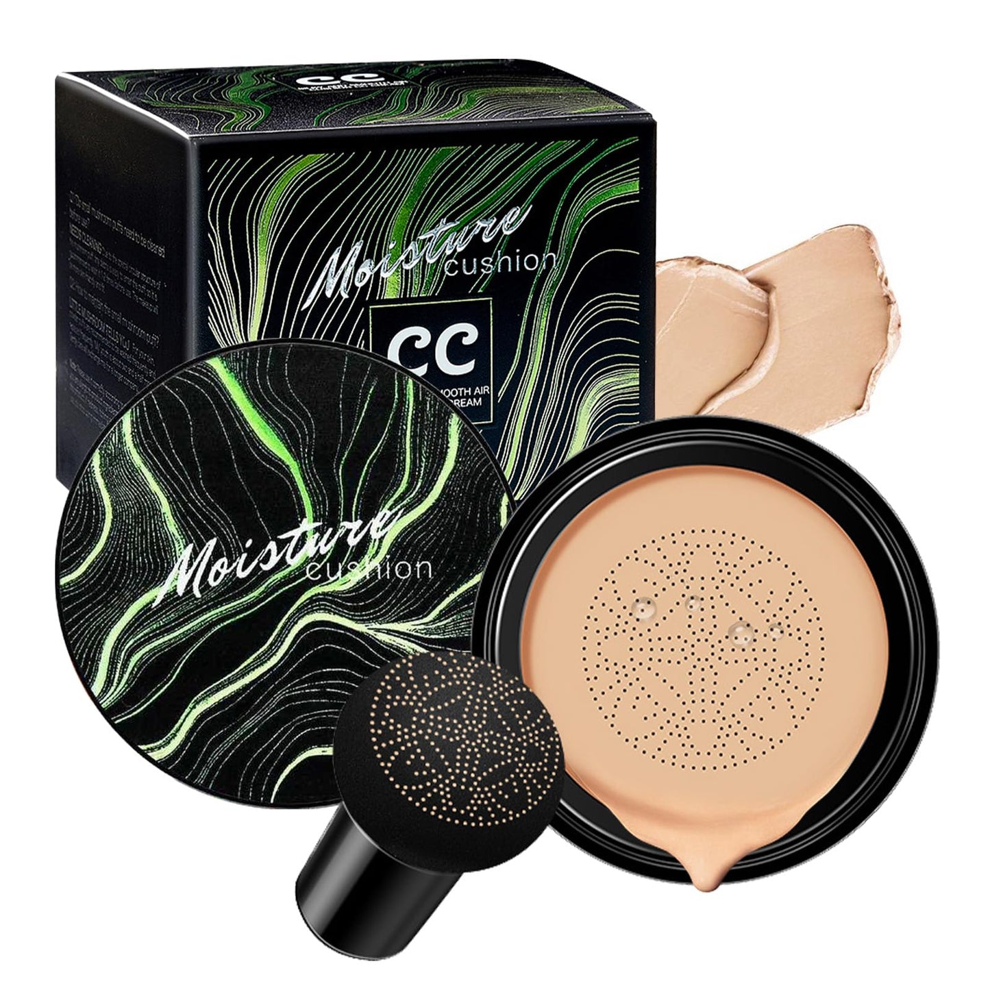 Air Cushion CC Cream Mushroom Head Foundation, Moisturizing BB Cream Concealer, Long-Lasting & Waterproof Makeup Base Primer, Even Skin Tone for All Skin Types (Natural)