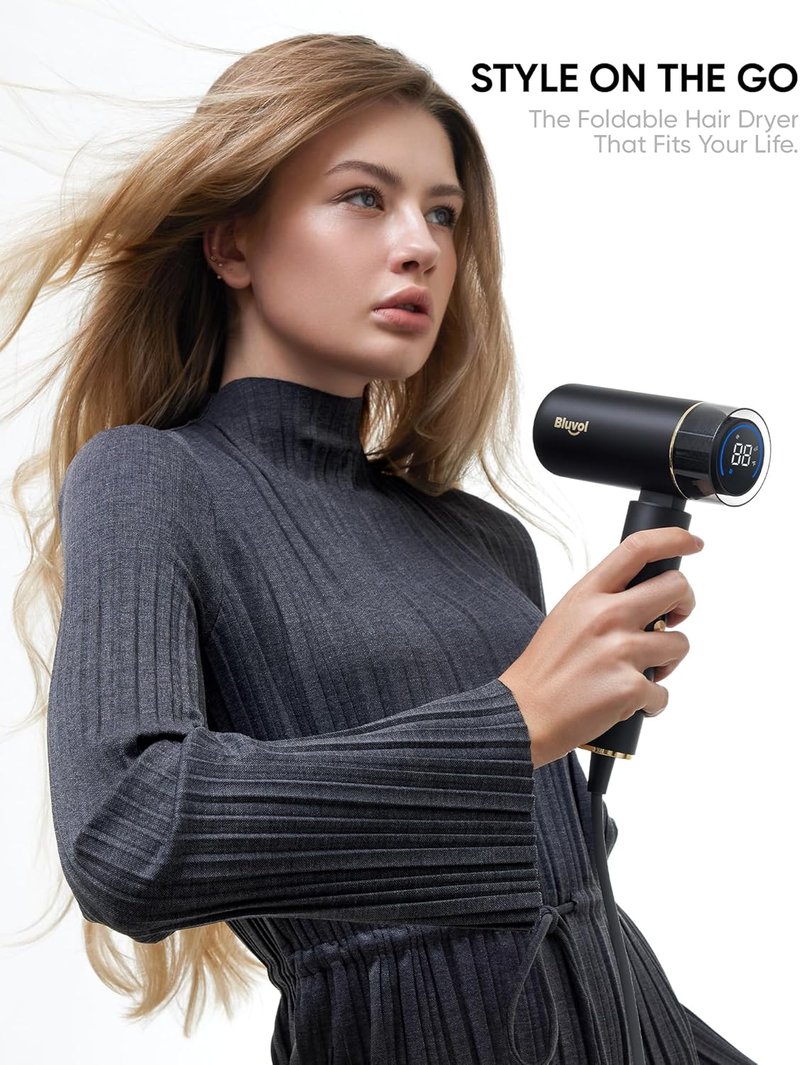 Apex Foldable Travel Hair Dryer - Mini Lightweight Design | 200 Million AquaGlow Negative Ions, Kid-Safe Mode