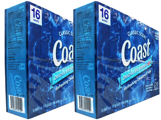Coast Deodorant Soap Bars Classic Pacific Force Scent, 16 Count (Pack of 2)