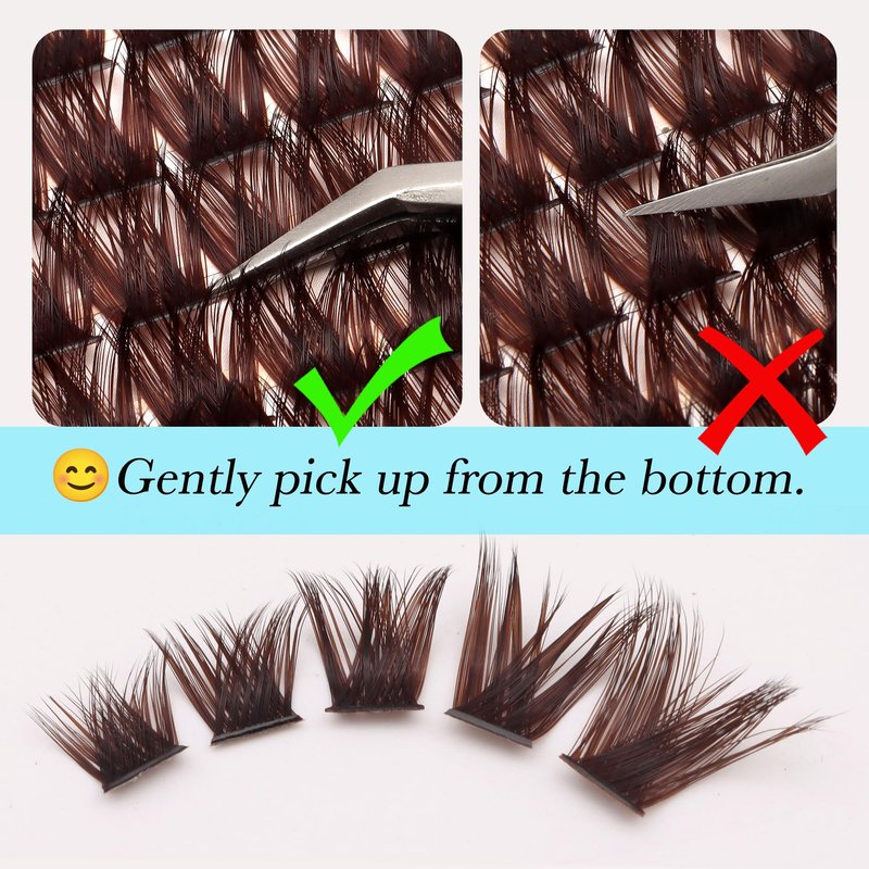 Sultrya Brown Lash Clusters 144PCS Natural Fluffy Thick Eyelash Clusters, C Curl Volume Cluster Lashes, False Eyelashes, Beginner Friendly, DIY Eyelash Extensions for Natural Look (8-16mm, Brown)