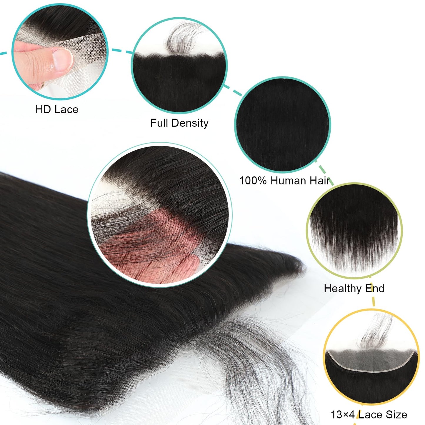 Anjudyreid 13x4 Lace Frontal,0.14mm Ultra-Thin Transparent Swiss HD Lace Pre Plucked with Baby Hair Silk Soft Straight 13A Brazilian Virgin Human Hair Frontal Closure Free Part Single Knots 20inch