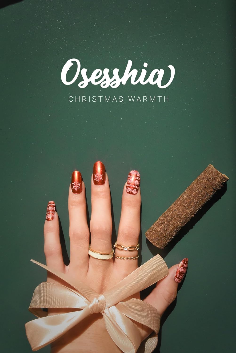 Semi Cured Gel Nail Strip Starter Kit - 60 Nail Stickers, UV Lamp & Tools for Salon Quality Christmas Nails