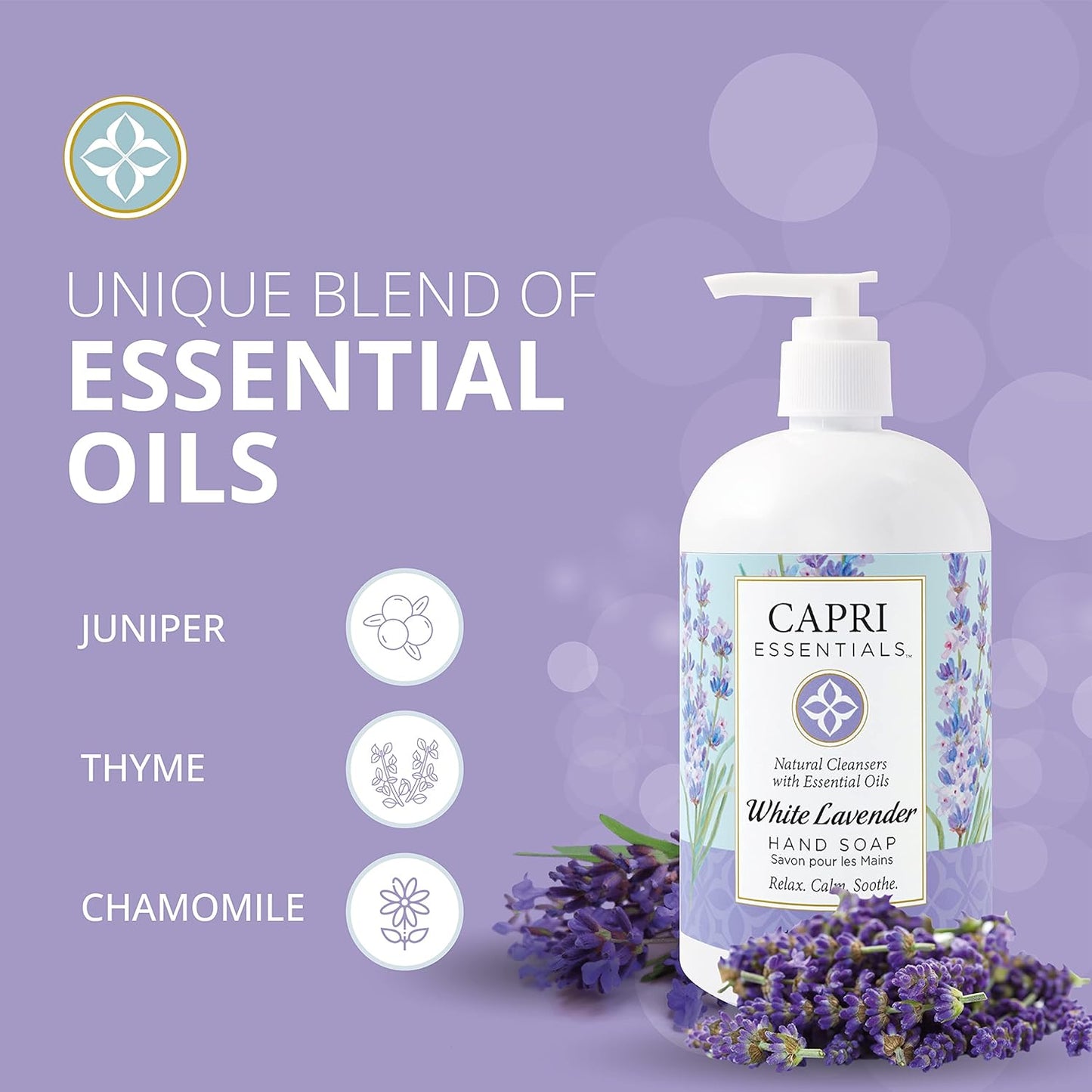 Natural Lavender Hand Soap - Plant-Based Aromatic Liquid Cleanser (16 FL Oz, 3 Pack)
