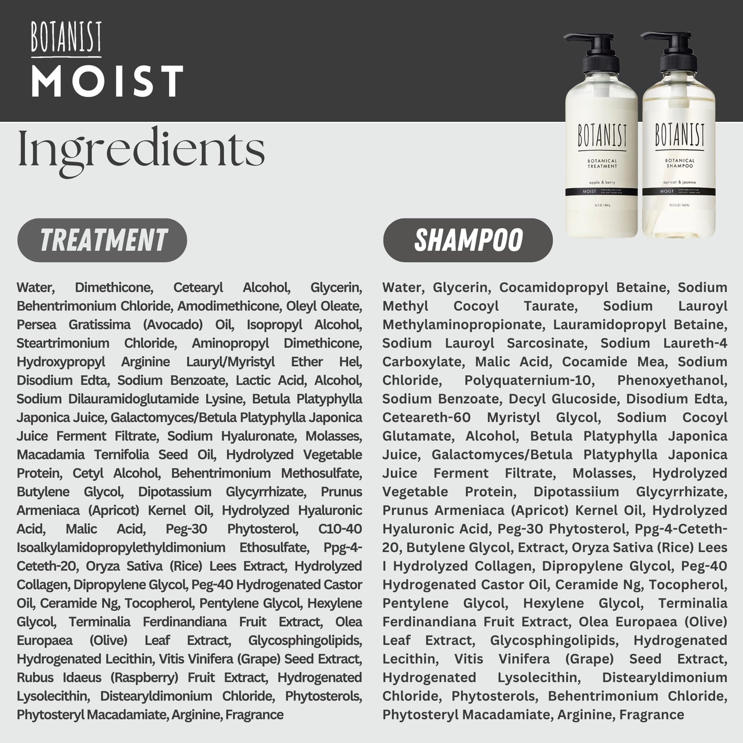 BOTANIST Keratin Shampoo and Conditioner Set for Women, Men, Argan Oil Shampoo & Conditioner for Frizzy Hair, Japanese Natural & Organic Sulfate Free Shampoo & Conditioner for Dry Hair 31.7Fl Oz MOIST