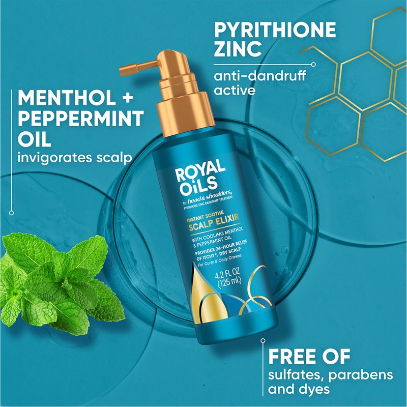 Head & Shoulders Royal Oils Scalp Elixir Treatment, Formulated with Cooling Menthol and Peppermint Oil for Instant Scalp Soothe and Hydration, 4.2 fl oz