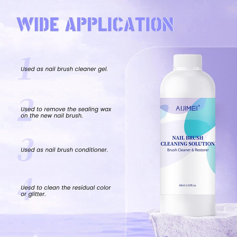 Nail Brush Cleaner Gel Restorer Solution Acrylic Nail Brush Cleaner Gel Quickly Clean for Acrylic Nail Brushes,Glitter Gel Nail polish Brushes,Builder Hard Gel Brush (60mlSet)