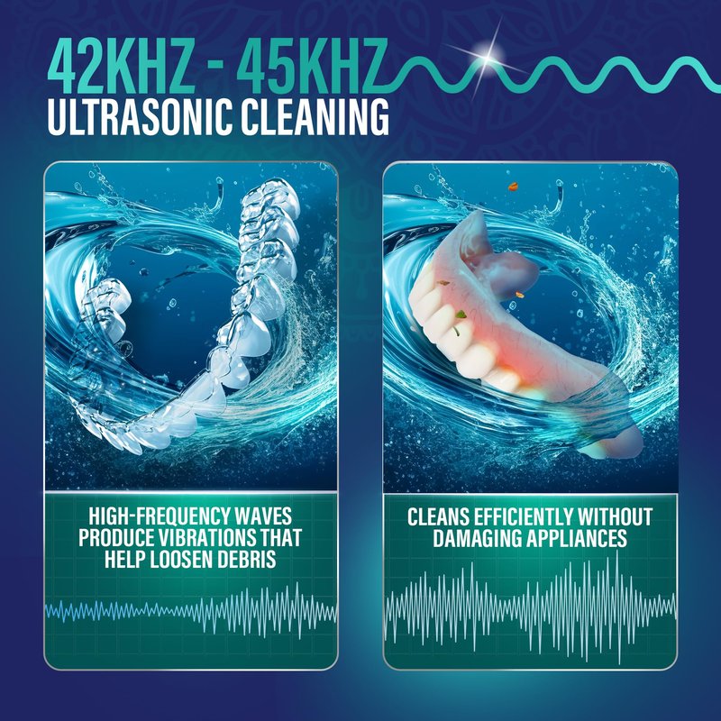 GuruNanda Retainer & Aligner Cleaning Pod for Retainers, Dentures, Mouthguards, Aligners, & Jewelry, 3 Modes, 45kHz Ultrasonic Retainer Cleaner, 190 ml Capacity