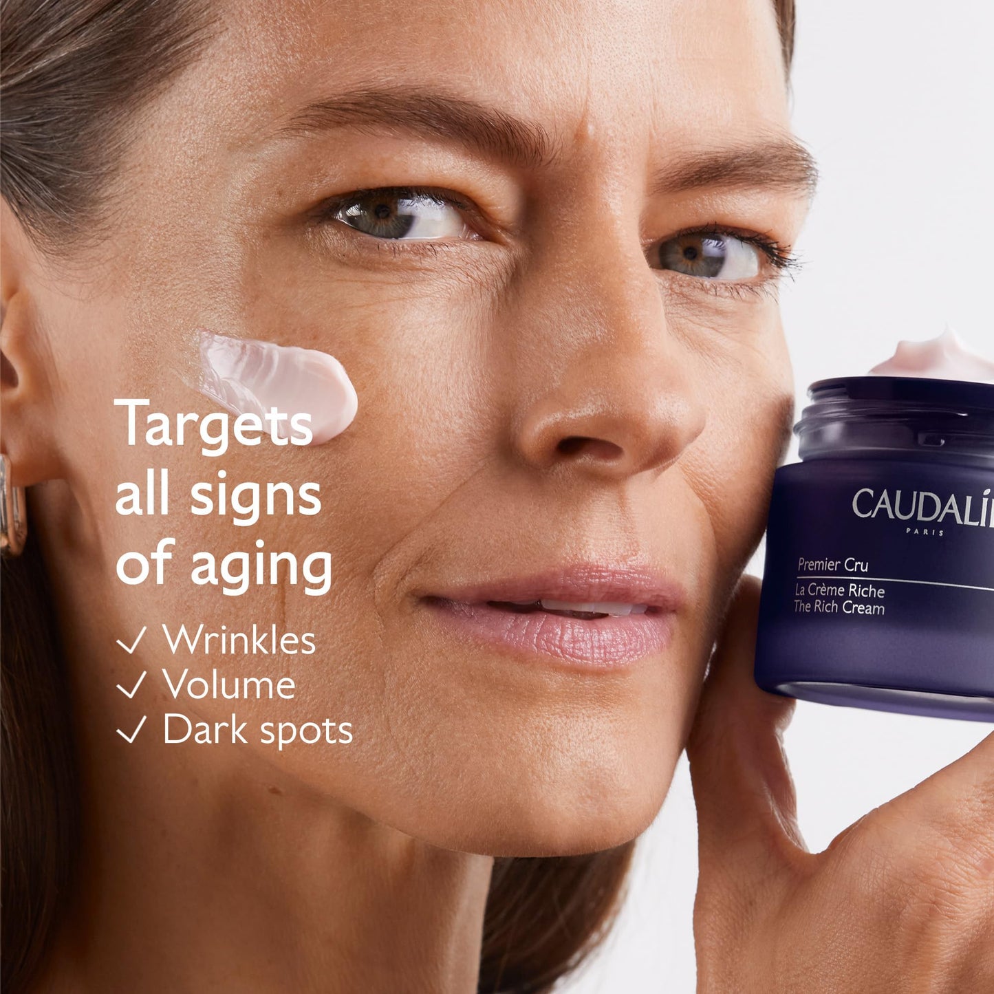 Caudalie Premier Cru The Rich Cream, Skin Barrier Repairing Moisturizer with Ceramides, Refillable Jar - 50 mL Rich Cream and 50 mL Refill Pod