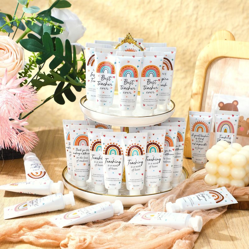 Dansib 48 Pcs Teacher Appreciation Gift Bulk Hand Cream Boho Rainbow Teacher Employee Staff Appreciation Hand Lotion Team Gift Bulk Travel Size Lotion Cream Moisturizing for Women Men Coworkers