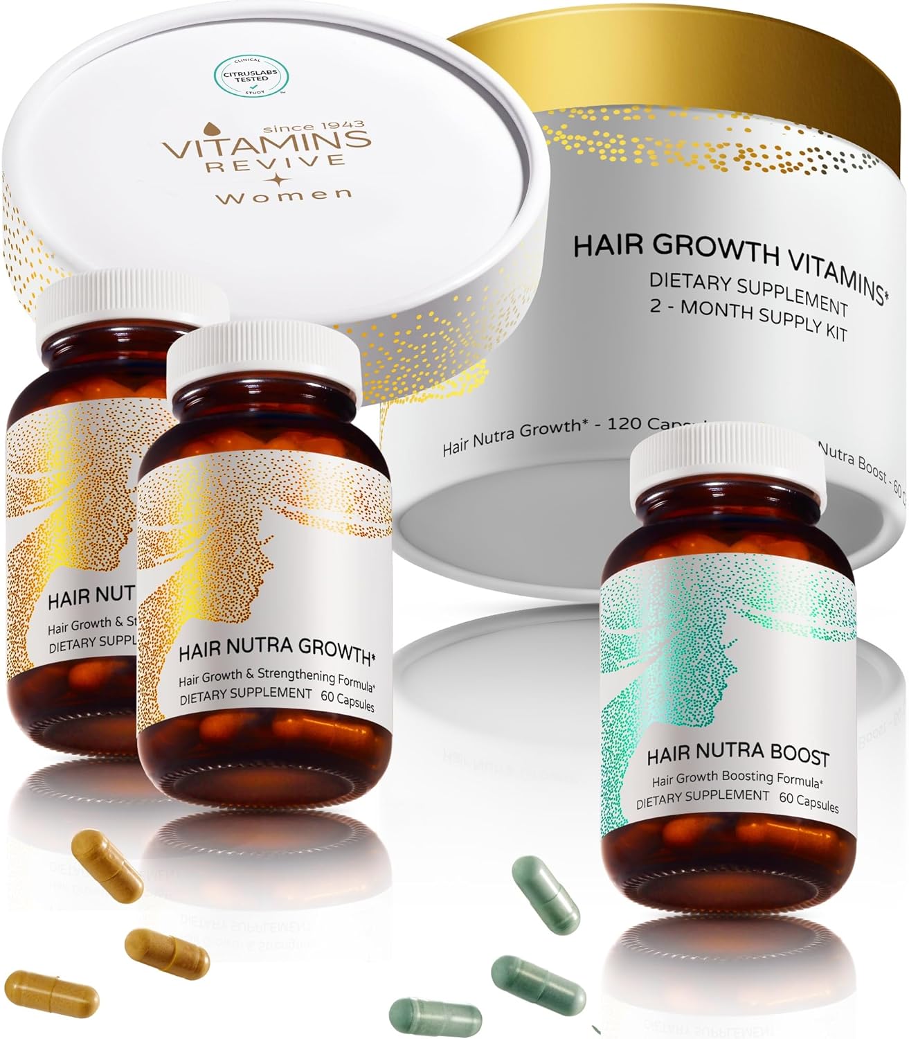 Revive Hair Growth Vitamins for Women - Clinically Tested Supplement for Thinning Hair | 2-Month Supply