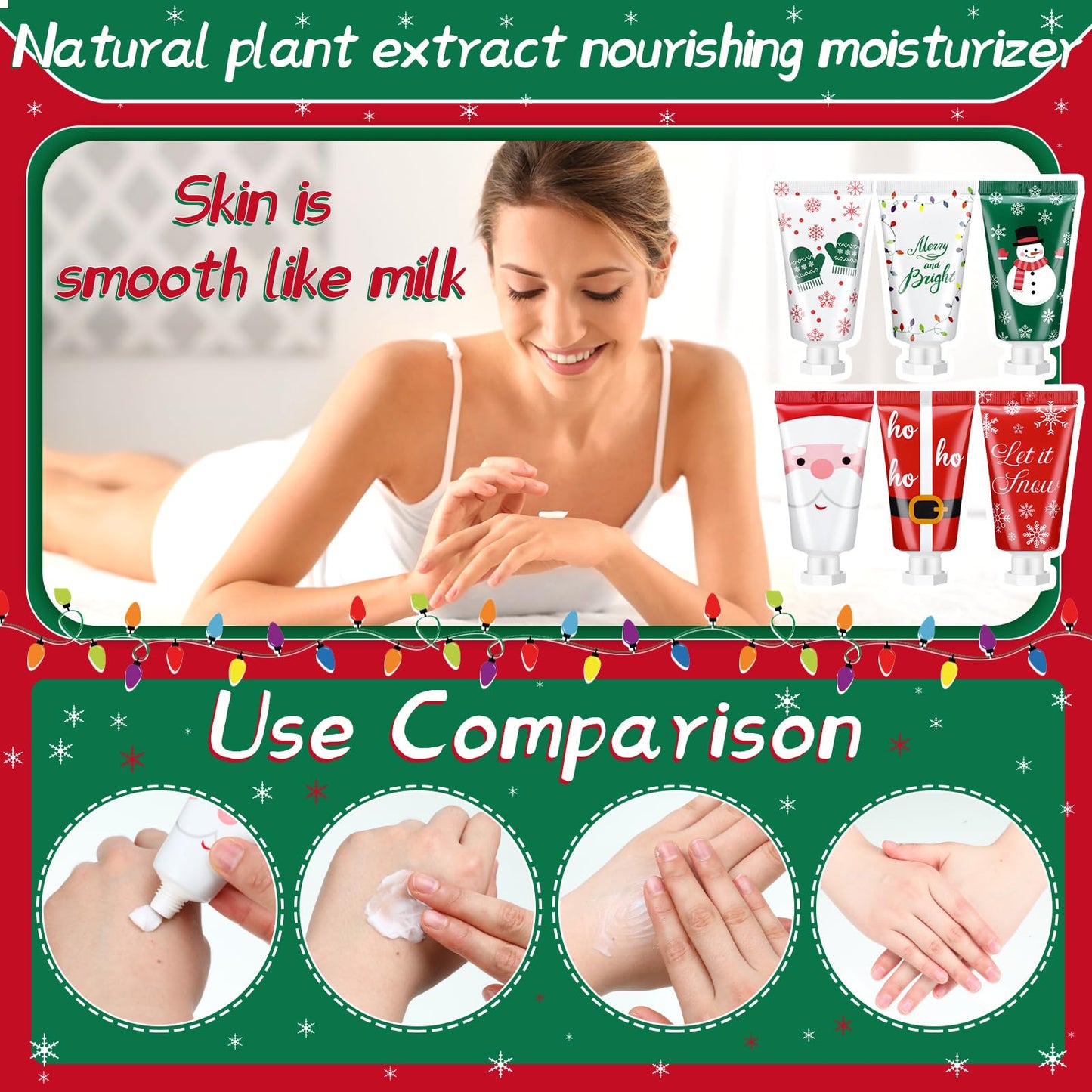 24 Pieces Secret Santa Gift Set: Mini Christmas Hand Cream Travel Size Lotion Bulk Holiday Stocking Stuffers Appreciation Gifts for Women Employee Coworker Staff 30ml 6 Natural Plant Fragrance