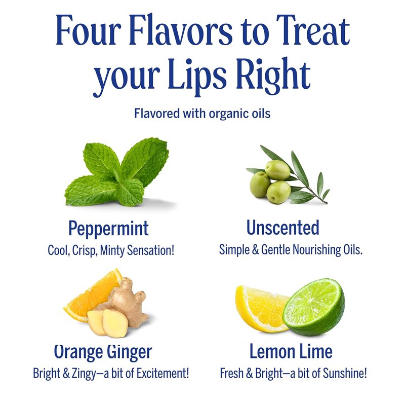 Dr. Bronner's Organic Lip Balm Variety Pack - Peppermint, Orange Ginger, Lemon Lime | 0.15 oz Each, Moisturizing Beeswax & Avocado Oil