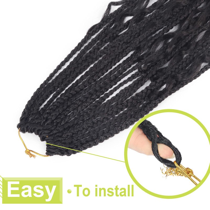 Goddess Box Braids Crochet Hair With Curly Ends 22 Inch Bohomian Box Braids Crochet Braids 8 Packs 3X Crochet Braids Synthetic Braiding Hair Extension for Black Women (22 Inch (Pack of 8), 1B)