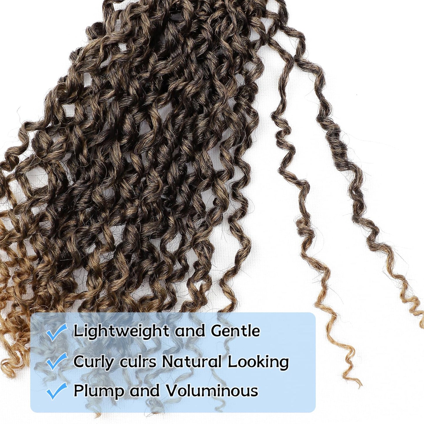 Yanky Twist Crochet Hair Pre Looped Spring Twist Synthetic 10 Inch 7 Packs Mini Passion Twist Hair Extensions Curly Ends, 1B/27