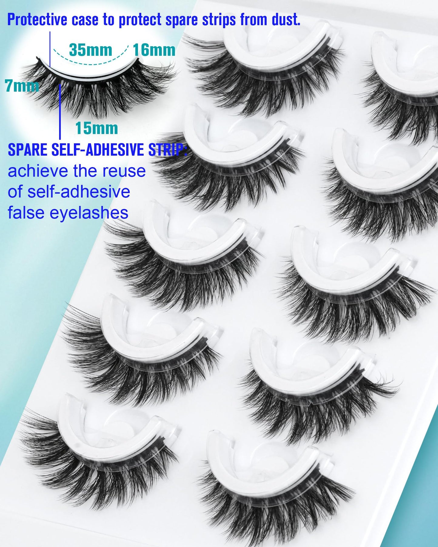 Waterproof Self Adhesive Eyelashes, 5 Pairs Natural Look Stick on False Eyelashes, Pre Glued Lashes, No Glue Needed, Wispy Glueless Lashes Reusable and Comfortable by Obeyalash (706)
