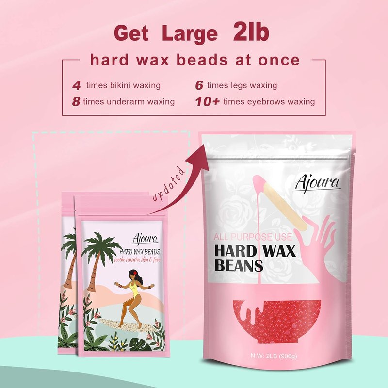 Ajoura Rose & Lavender Hard Wax Beads - 2 lb Rose + 1 lb Lavender | Sensitive Skin Hair Removal, Coarse Hair, Brazilian Bikini