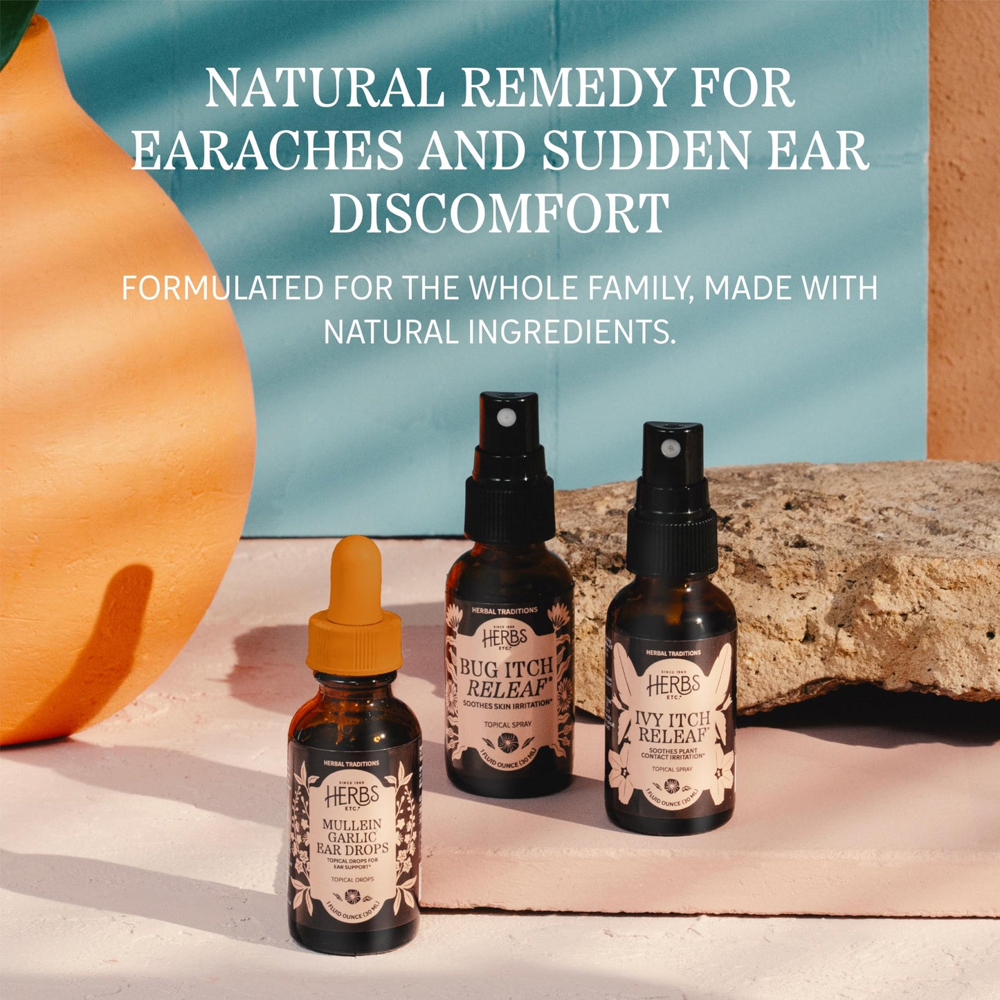 Herbs Etc. Mullein Garlic Ear Drops - Comfort Blend to Soothe Ear Irritation - Fast-Acting Drops - Garlic & Mullein - Gluten-Free, Organic & Vegan - 1 fl oz