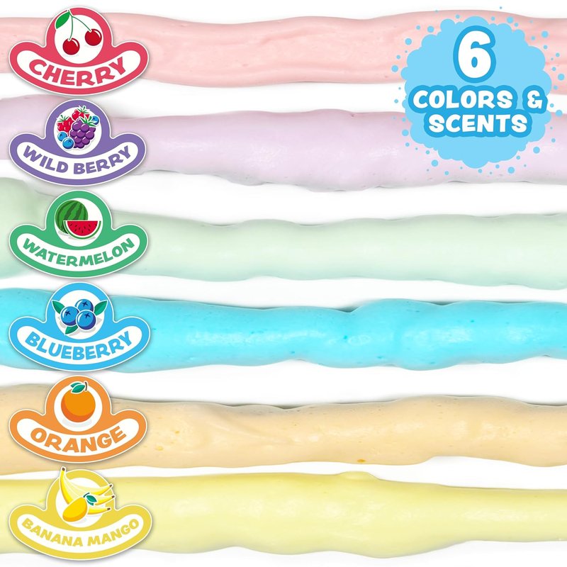 Fluffy Foam Soap for Kids - Create Bath Art with 6-Pack Variety | Gentle Cleansing & Soft Foam | Easy Spray Nozzles, Fruity Colors