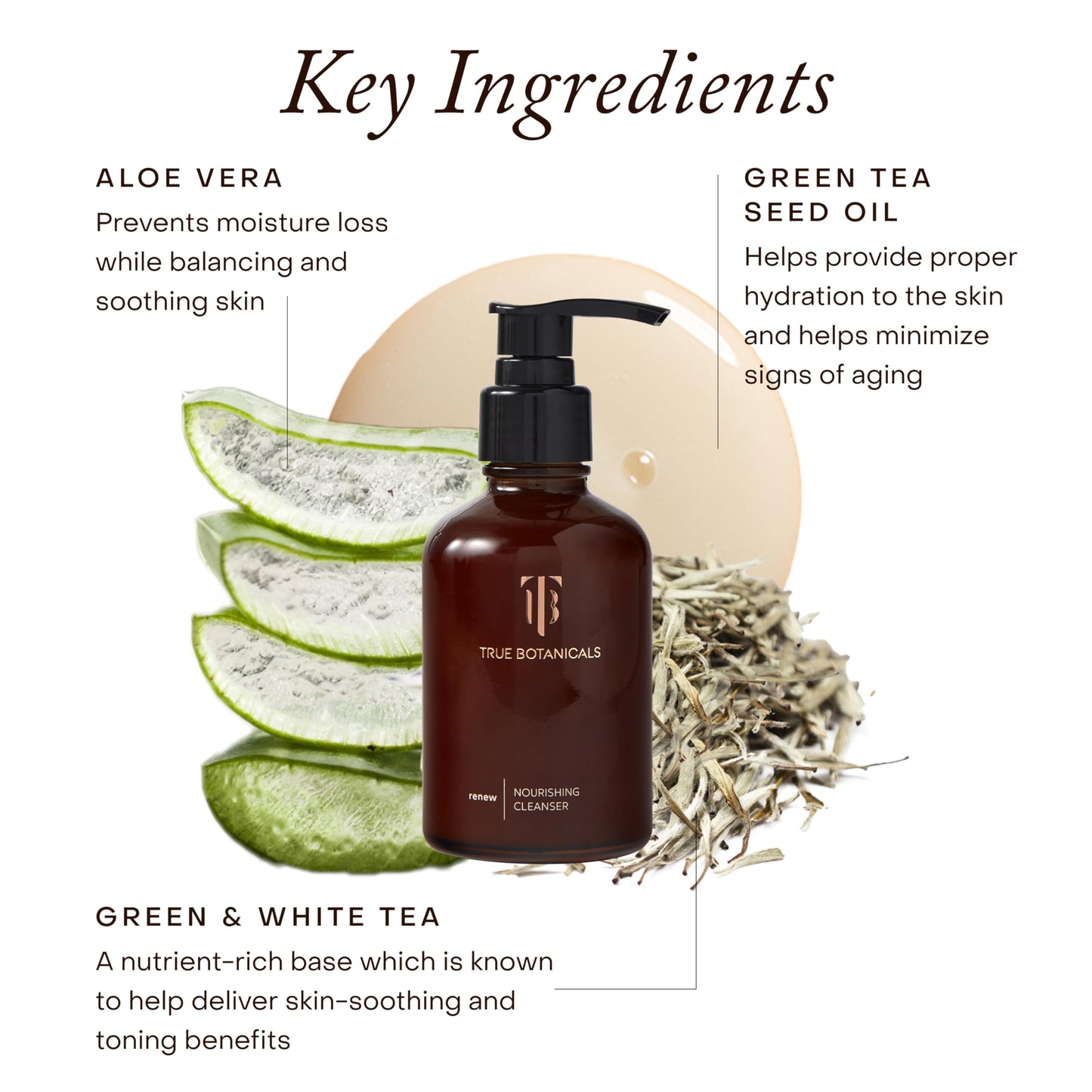 True Botanicals Renew Nourishing Cleanser | Gently Moisturizes + Refreshes Dry Skin | All Skin Types | Dermatologist Tested, Hypoallergenic, All Natural, Vegan | 4 fl oz | 118 ml
