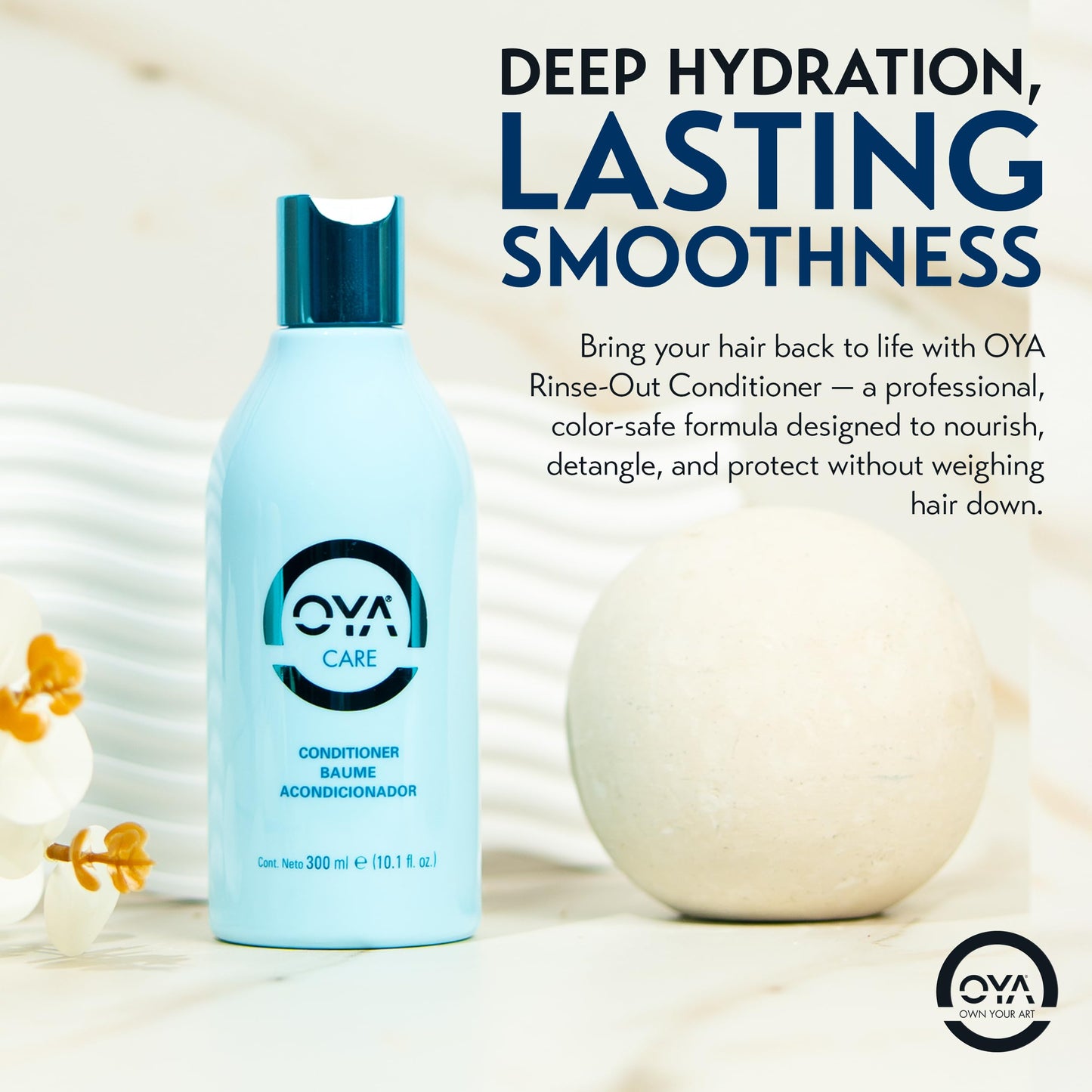 OYA Care Conditioner for Color-Treated Hair – Hydrating & Moisturizing Conditioner for Women & Men – Reduces Frizz, Strengthens Dry & Damaged Hair – For Fine, Thin, Wavy & Frizzy – 300 ml / 10.1 fl oz
