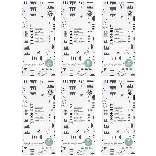 The Honest Company Hypoallergenic Multi-Use Baby Wipes for Sensitive Baby Skin, Pattern Play, 10 Count (Pack of 6)