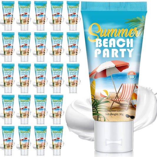 Dansib 24 Pcs Mini Sunscreen Bulk for Summer Party Wedding SPF 30 Water Resistant Sunscreen Lotion Bulk 1oz Travel Size for Thank You Gifts Wedding Supplies (Christmas)