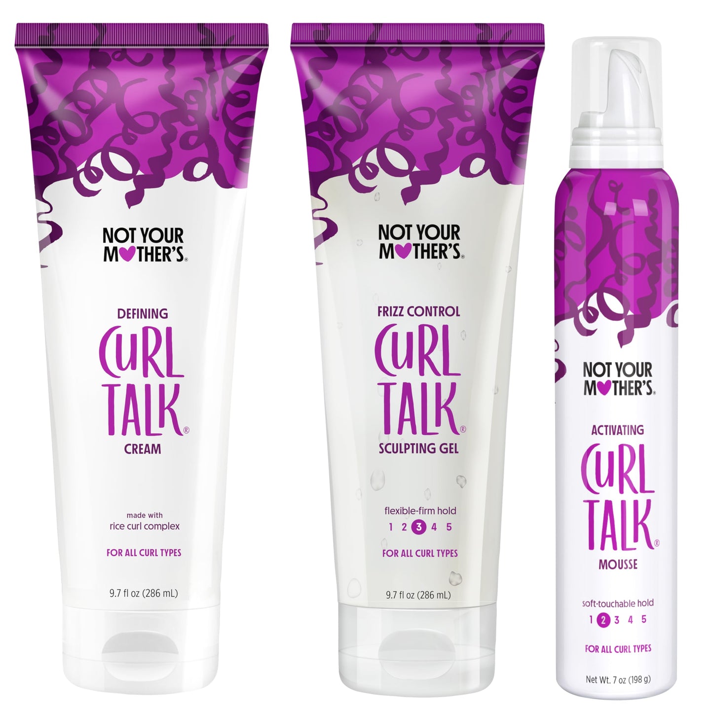 Not Your Mother's Curl Talk Kit, 9.7 fl.oz Defining Cream, 9.7 fl.oz Frizz Control Styling Gel & 7 oz Activating Mousse