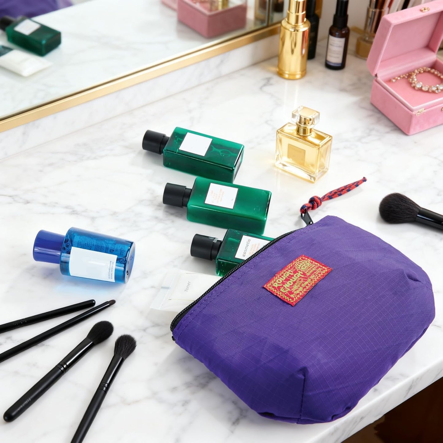 Small Travel Cosmetic Bag - Cute Compact Makeup Pouch with Leak-Resistant Design | Purple