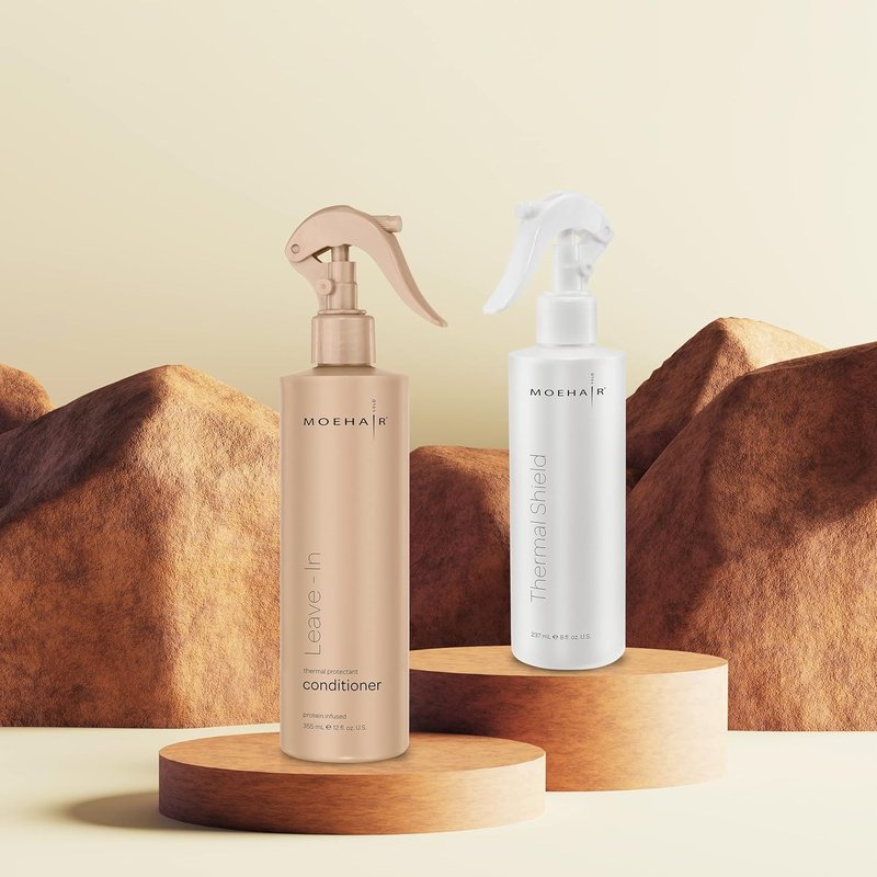 Moehair Heat Protectant Spray & Leave-In Conditioner - Nourishing Hair Care | 8 Fl. Oz & 12 Fl. Oz