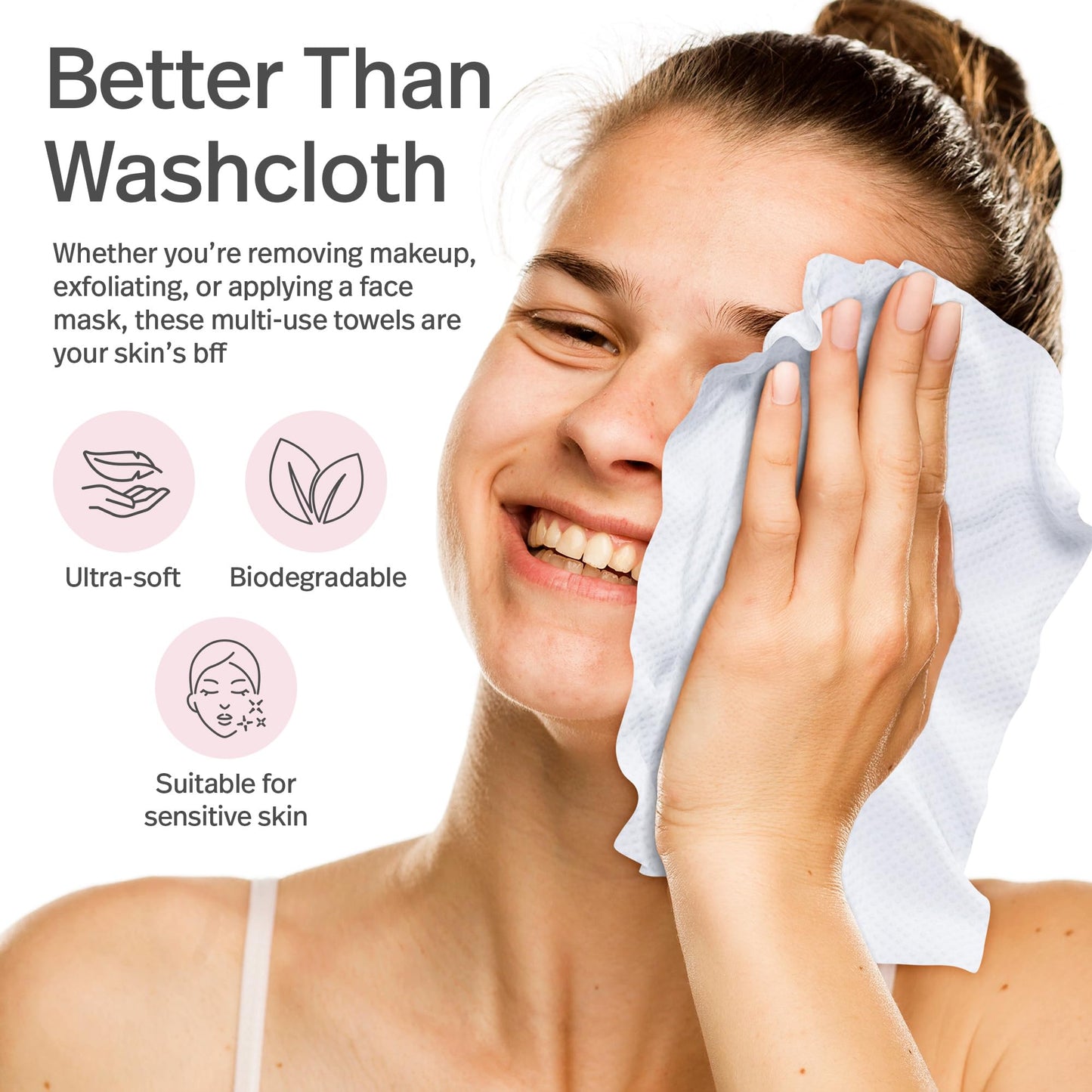 Premium Disposal Towel Holder, Bamboo Box with 50 XL Ultra Soft Clinically Tested Towels, Vegan, Lint Free
