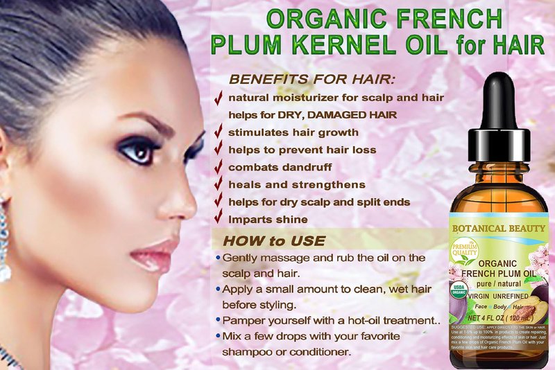 Botanical Beauty Organic French PLUM OIL 100% Pure Natural VIRGIN UNREFINED Cold-Pressed Carrier Oil for Face, Skin, Body, Hair, Lip, Nails. Rich in Vitamin E, Omega 6, Omega 9 (2 Fl Oz)