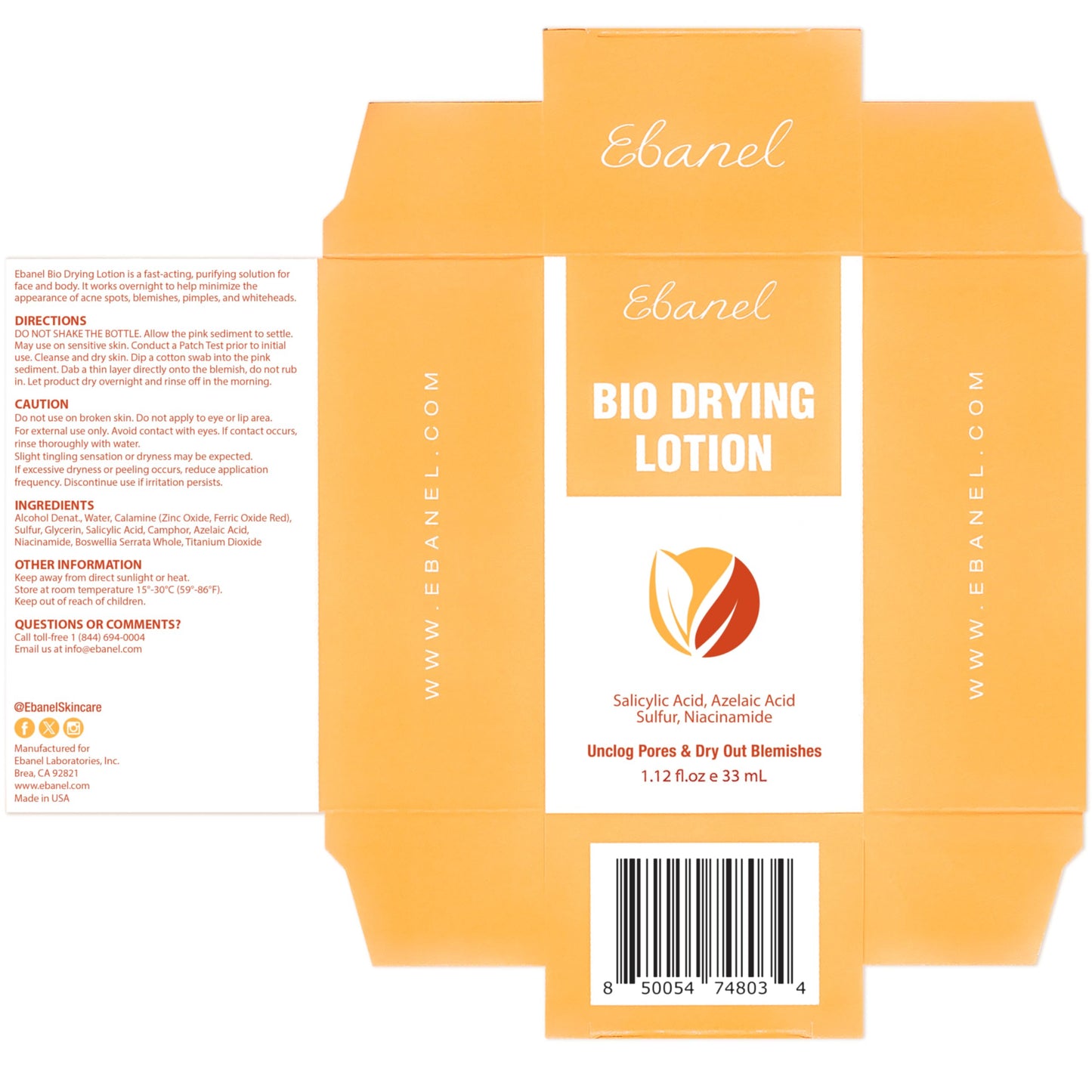 Ebanel Bio Drying Lotion Blemish Spot Solution for Face & Body