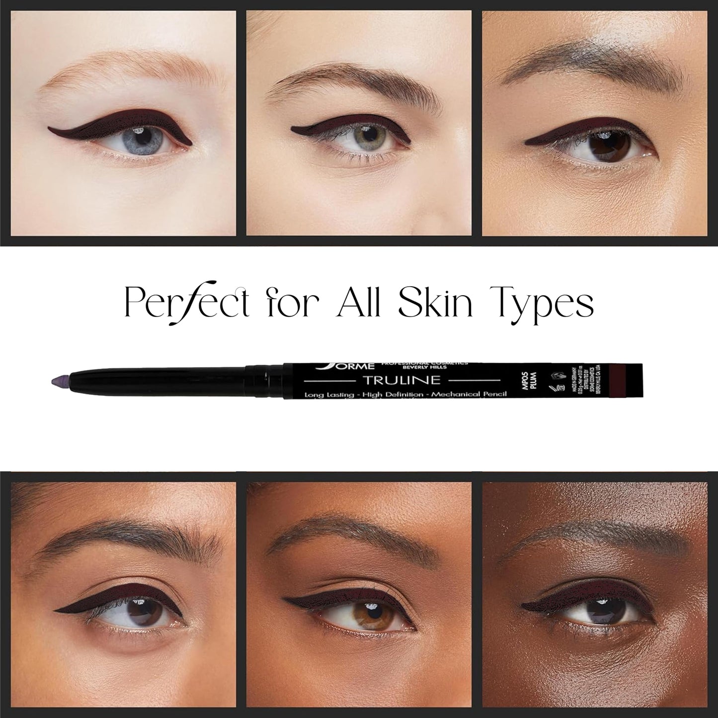 SORMÉ Truline Professional Mechanical Smudge Proof Eyeliner Pencil - Vitamin E Waterproof Gel Formula with Finest Color Pigment & Ultra Creamy - Nourishes Skin for All Day Long - 0.1 Ounce - Plum