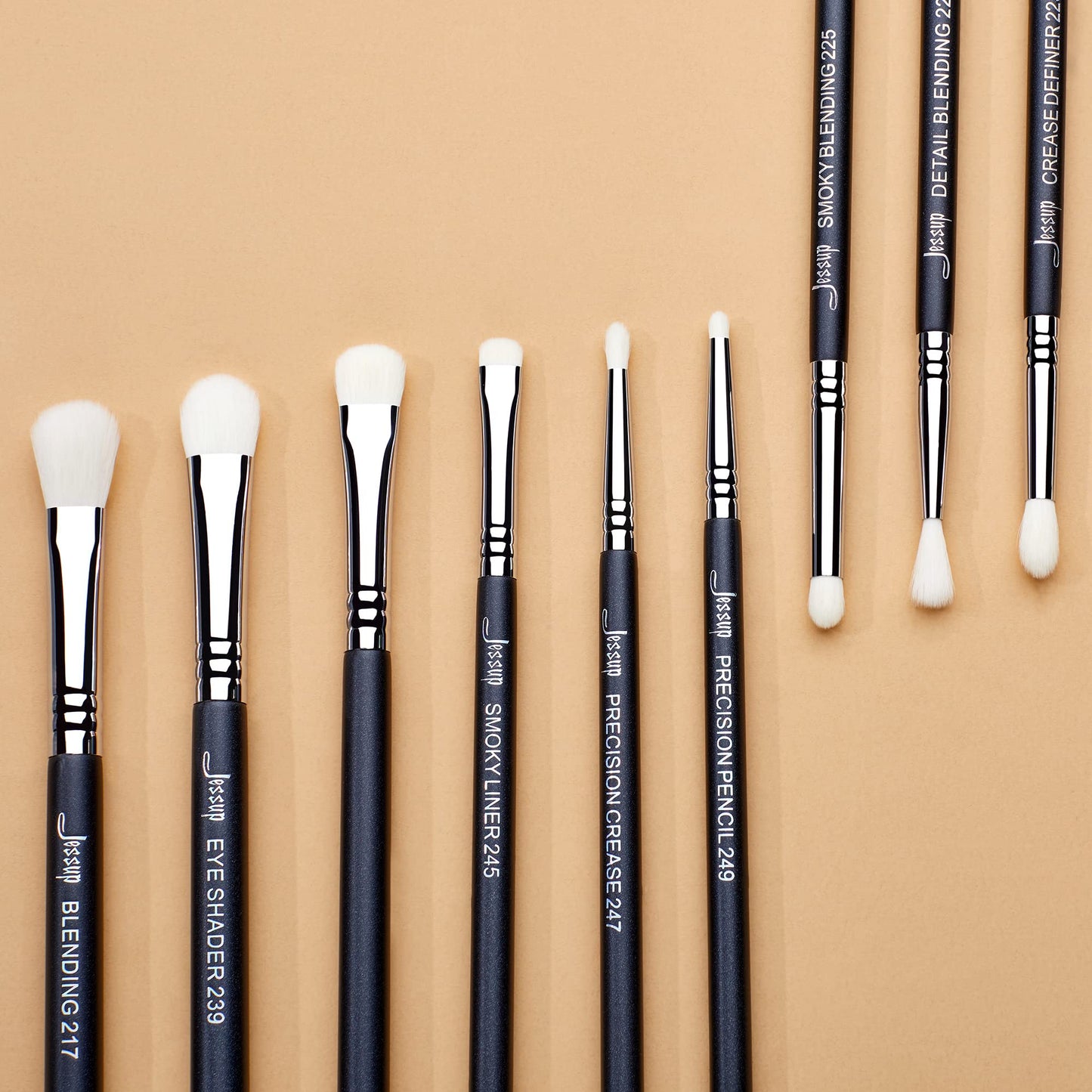 Jessup Eyeshadow Brush Set 11pcs Eye Makeup Brushes Set Professional Eye Shadow Brush Blending Brush Shader Crease Brush Black T340
