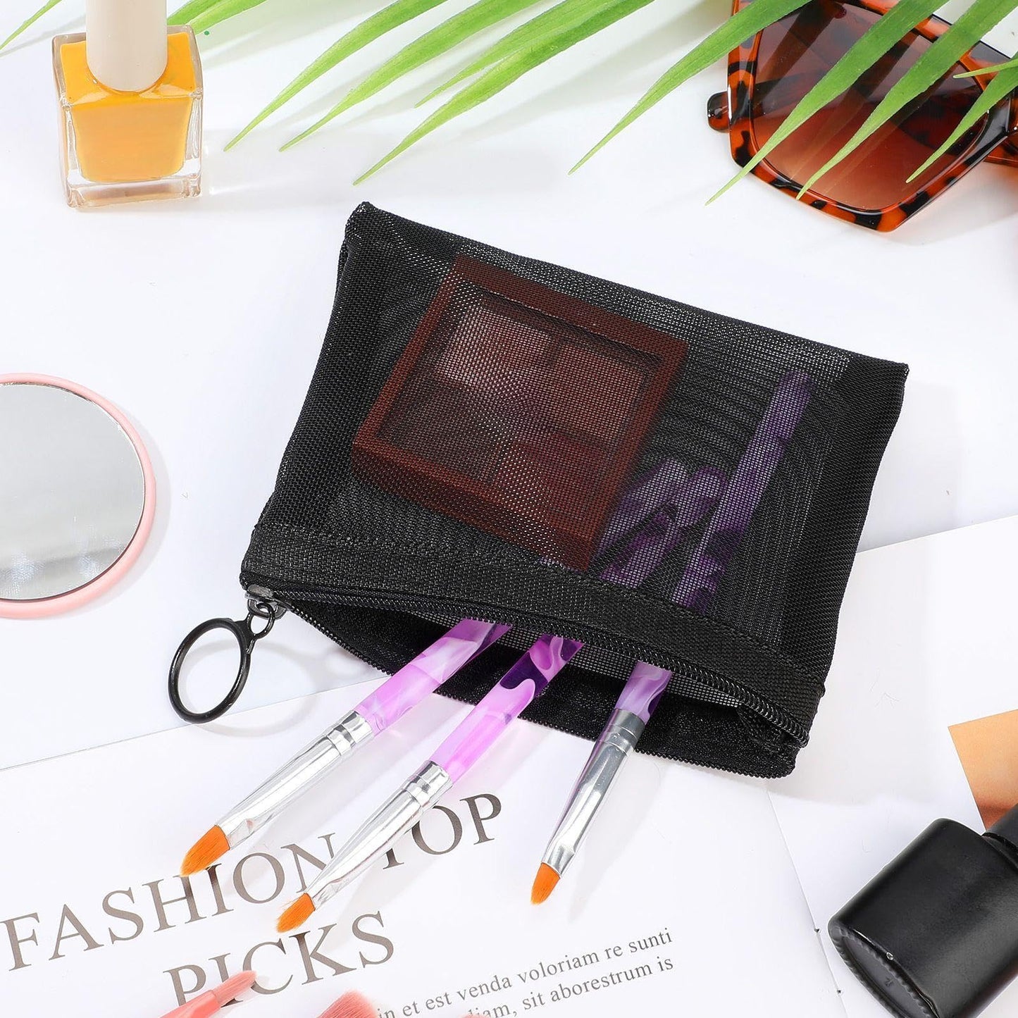 Jexine 30 Pieces Mini Zipper Mesh Bags Nylon Small Zipper Pouch Mini Pouch Portable Beauty Purse Mesh Coin Purse for Travel Home Keychain Holder Makeup Cosmetic Storage(5 x 4 Inches,Black)