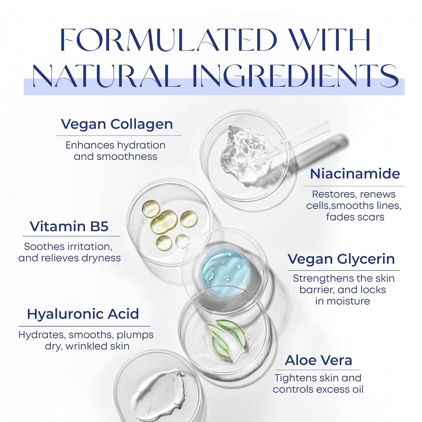 Hyaluronic Acid & Collagen Face Serum - Hydrating, Anti-Aging, Dermatologist Tested | 1.69 Fl Oz