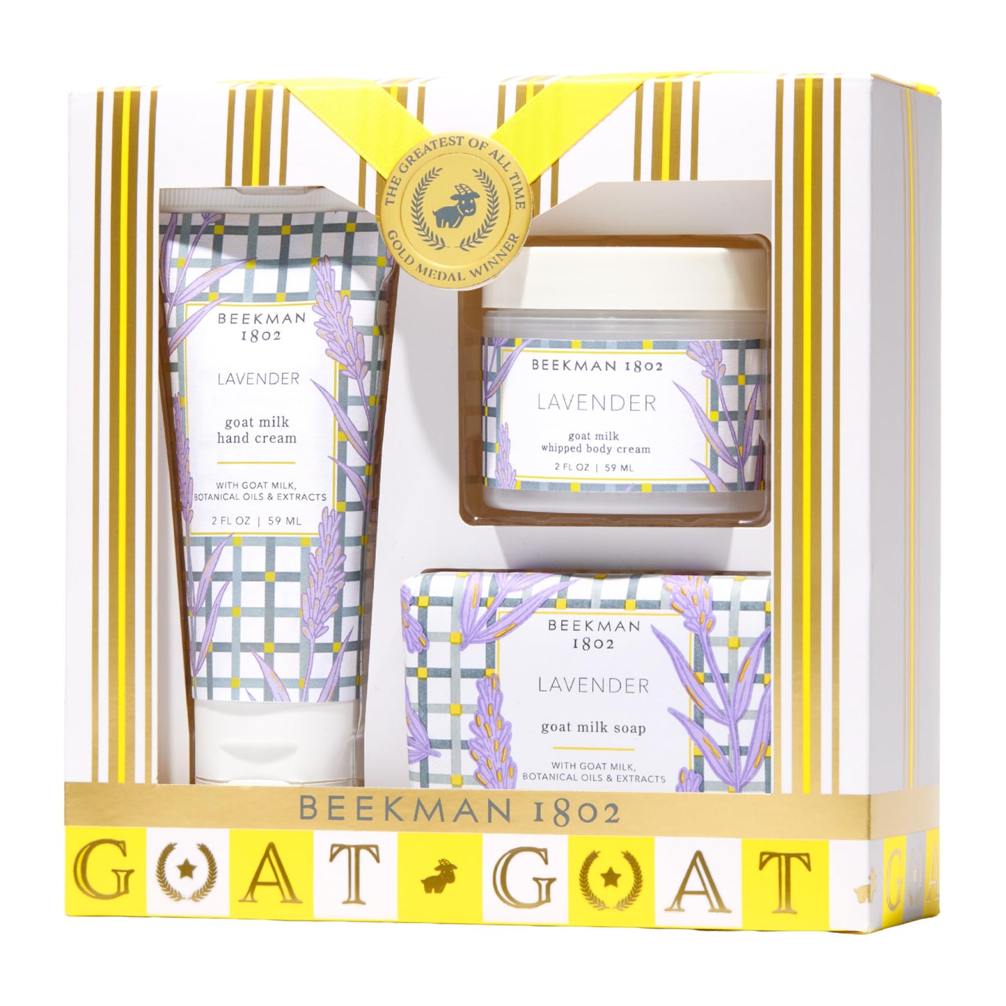 Beekman 1802 All is Calm Lavender 3-Piece Bodycare Gift Set, Cleanses, Nourishes, and Hydrates with Lactic Acid & Shea Butter, Good for Sensitive Skin, Gifts for Her