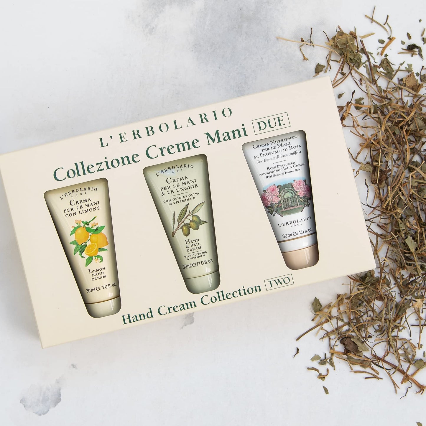 L'Erbolario Hand Cream Collection 2 - Olive Oil Cuticle and Nail Care Lotion - Lemon and Rose Perfumed Moisturizing Hand Lotion for Smooth Skin - 3 Pc