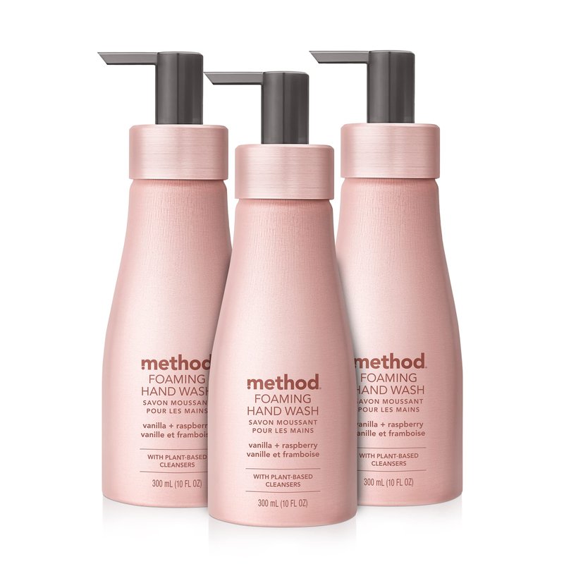 Method Premium Foaming Hand Wash Refill, Vanilla + Raspberry, Recyclable Bottles, 28 fl oz (Pack of 4) (Packaging May Vary)