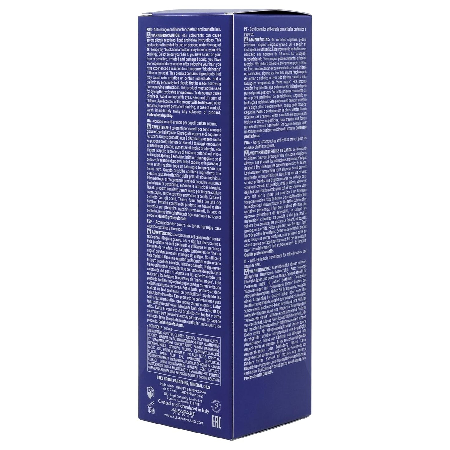 Alfaparf Milano Anti-Orange Conditioner - Neutralizes Brassiness for Brown & Chestnut Hair | 200ml