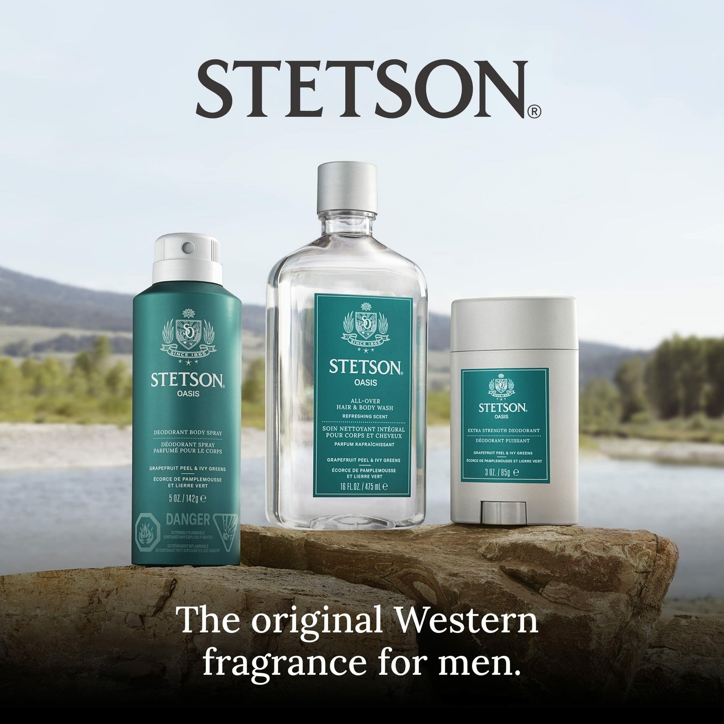 SCENT BEAUTY STETSON Personal Care All Over Hair & Body Wash Moisturizing Body Wash & Shampoo - 16 oz - 3 Pack - Spirit
