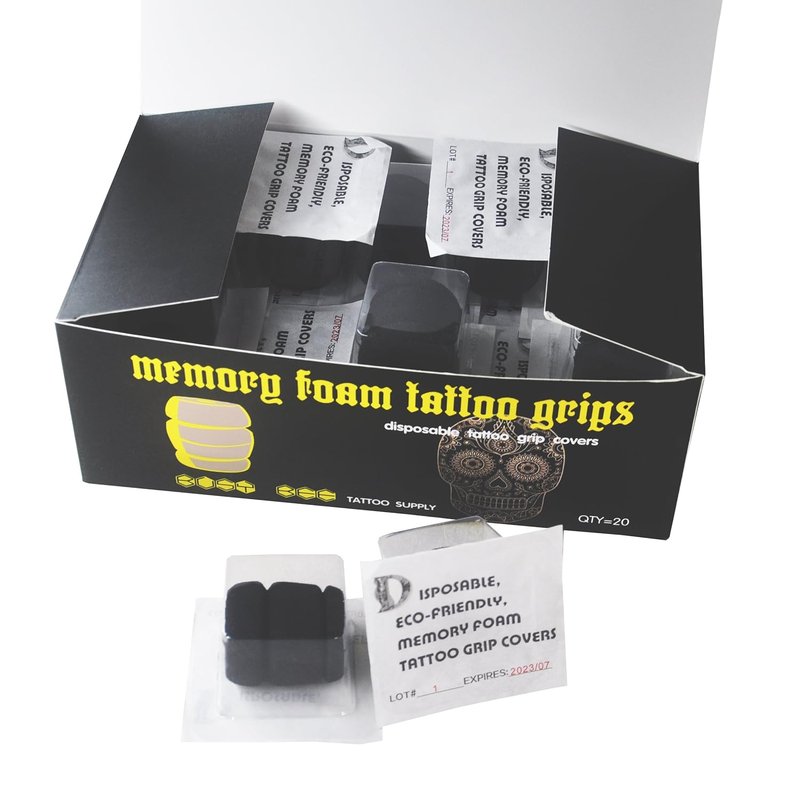 Tattoo Foam Grip Covers - 20-Pack for 1-Inch Tubes | Black Foam Comfort