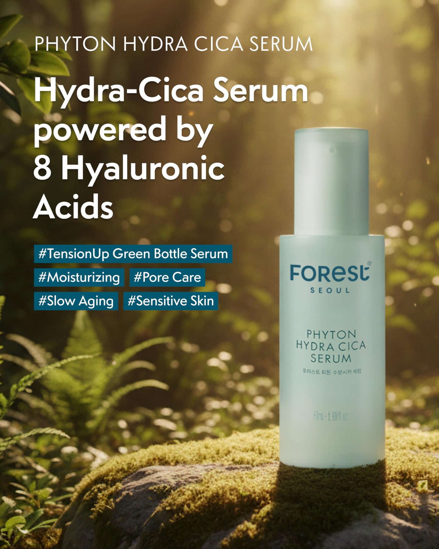 FOREST Phyton Cica Serum 1.69 fl.oz, Skin elasticity, pore care, moisturizing, korean skin care, hyaluronic acid, cica soothing serum