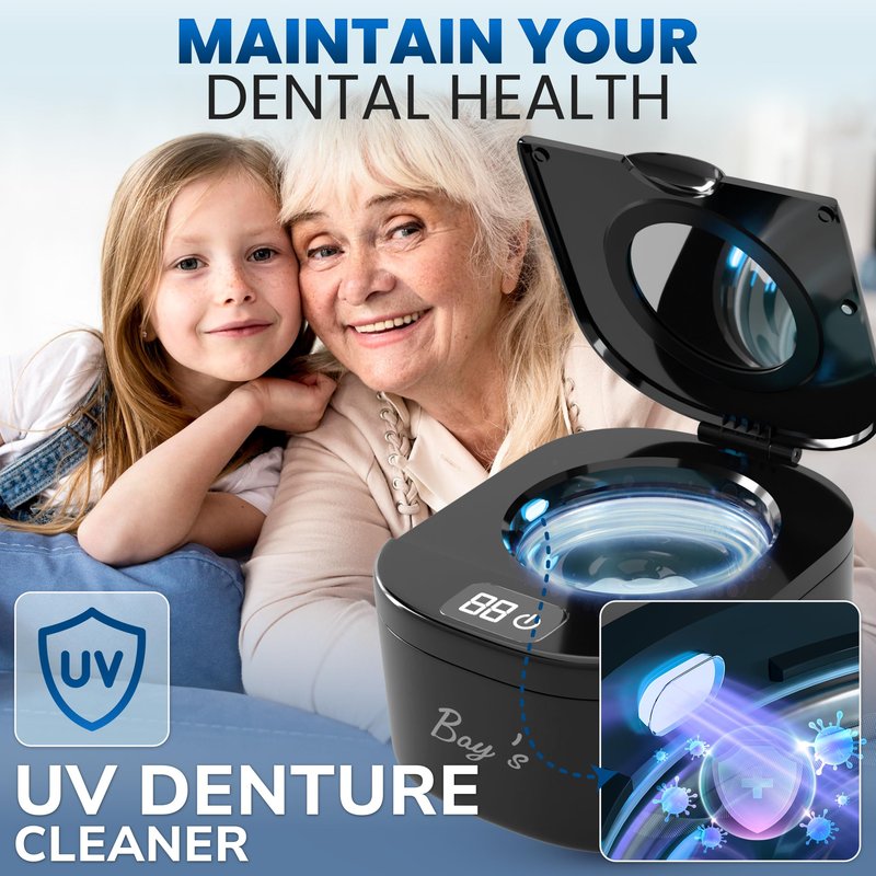 BAY'S 45kHz Ultrasonic Cleaner for Retainers, Night Guards, and All Dental Appliances – Includes 230ml Cleaning Basket – Perfect for Jewelry and Dental Accessories (Black)
