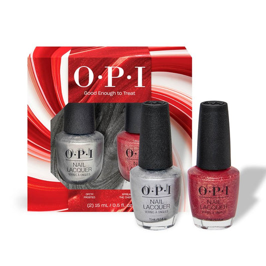 OPI Nail Lacquer 2PC Duo Pack | 2 Shimmer Shades, Chip Resistant Nail Polish Gift Set | Good Enough to Treat Collection | Limited Edition Holiday 2025