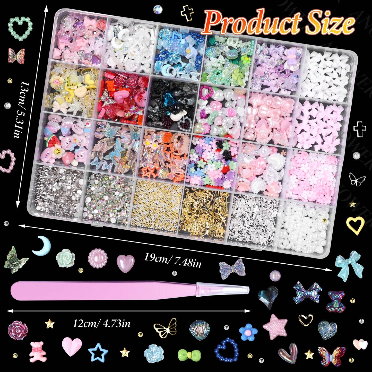 3D Nail Charms and Gems, Assorted Styles Acrylic Nail Art Charms