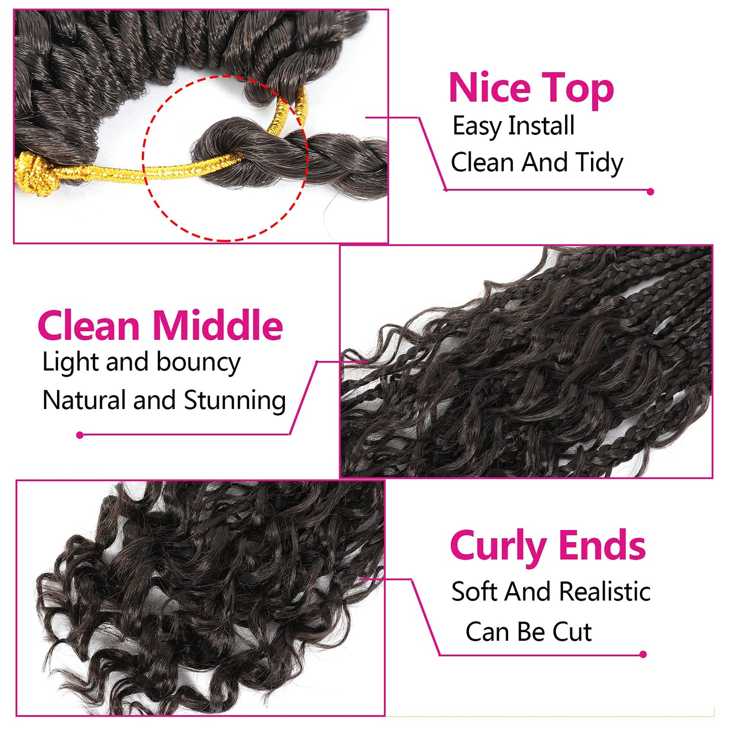 12inch Goddess Box Braids Crochet Hair Box Braids Crochet Hair For Black Women Pre Looped Crochet Hair with Curly Ends Bohemian Crochet Box Braids Crochet Hair(12inch(Pack of 7), T350)
