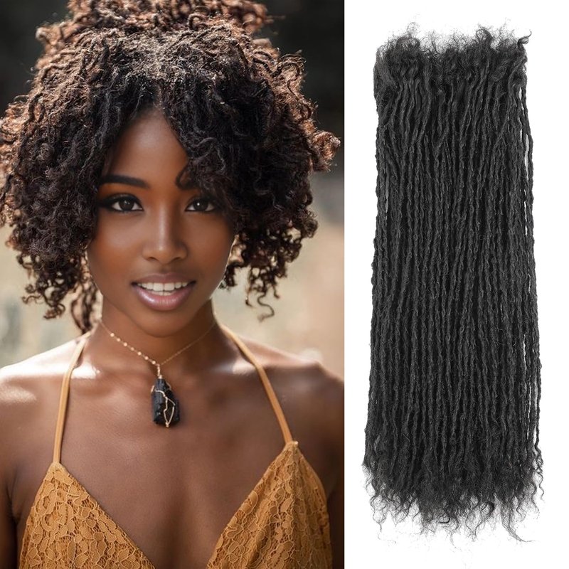 8-12 Inch Sister loc Human Hair Handmade Interlock Locs Curly Tips Sister Locks Real Human Hair Microlocs Extensions Permanent Dreadlock Extensions Natural Soft Looking(0.1cm,8 Inch-30 Strands)