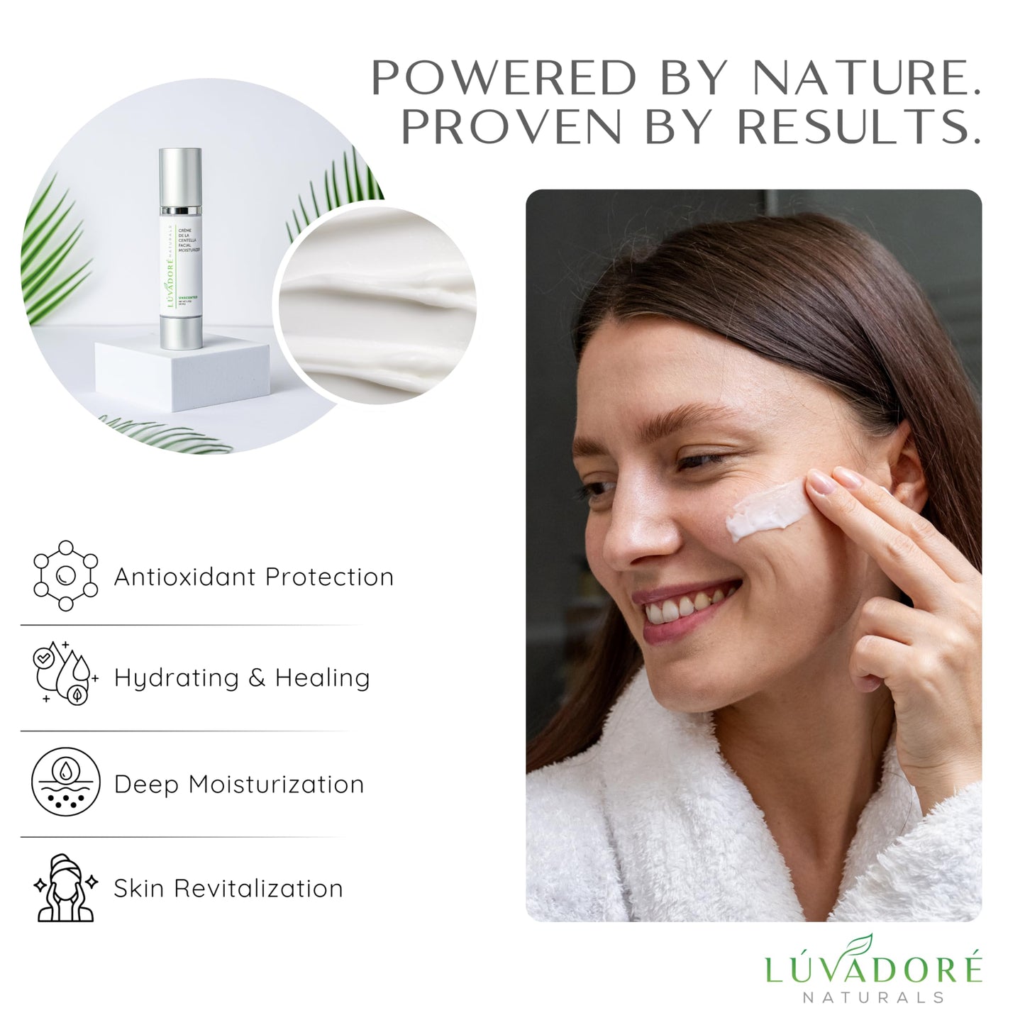 Luvadore Naturals Crème De La Centella Moisturizer – Hydrating & Repairing Centella Soothing Cream with Aloe, Shea Butter & Green Tea, Thick Moisturizer for Face (50ml)